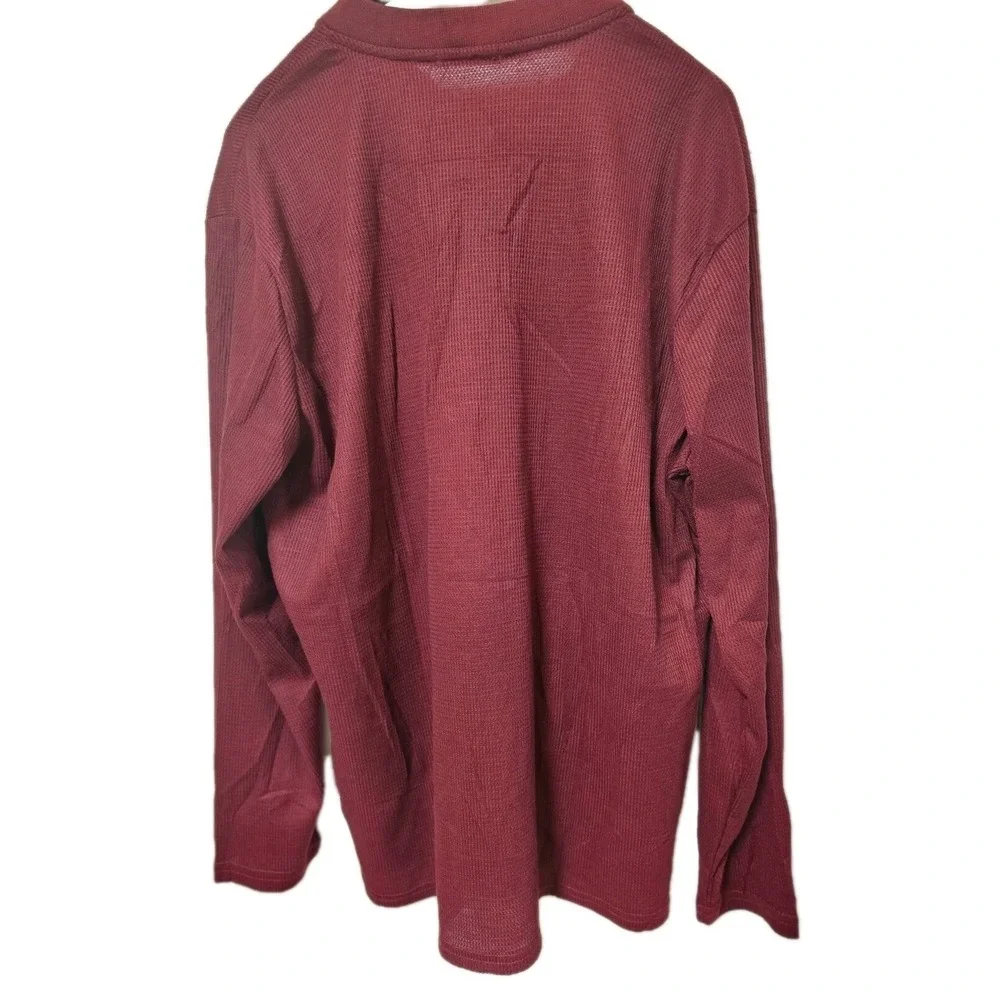 NWT Mens Coofandy Mens XXL 2XL Thermal Knit Pullover Burgundy Button